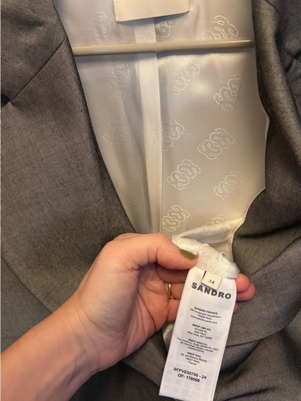 Sandro Taupe/Gray Two-Button Tailored Blazer - Picture 3 of 3